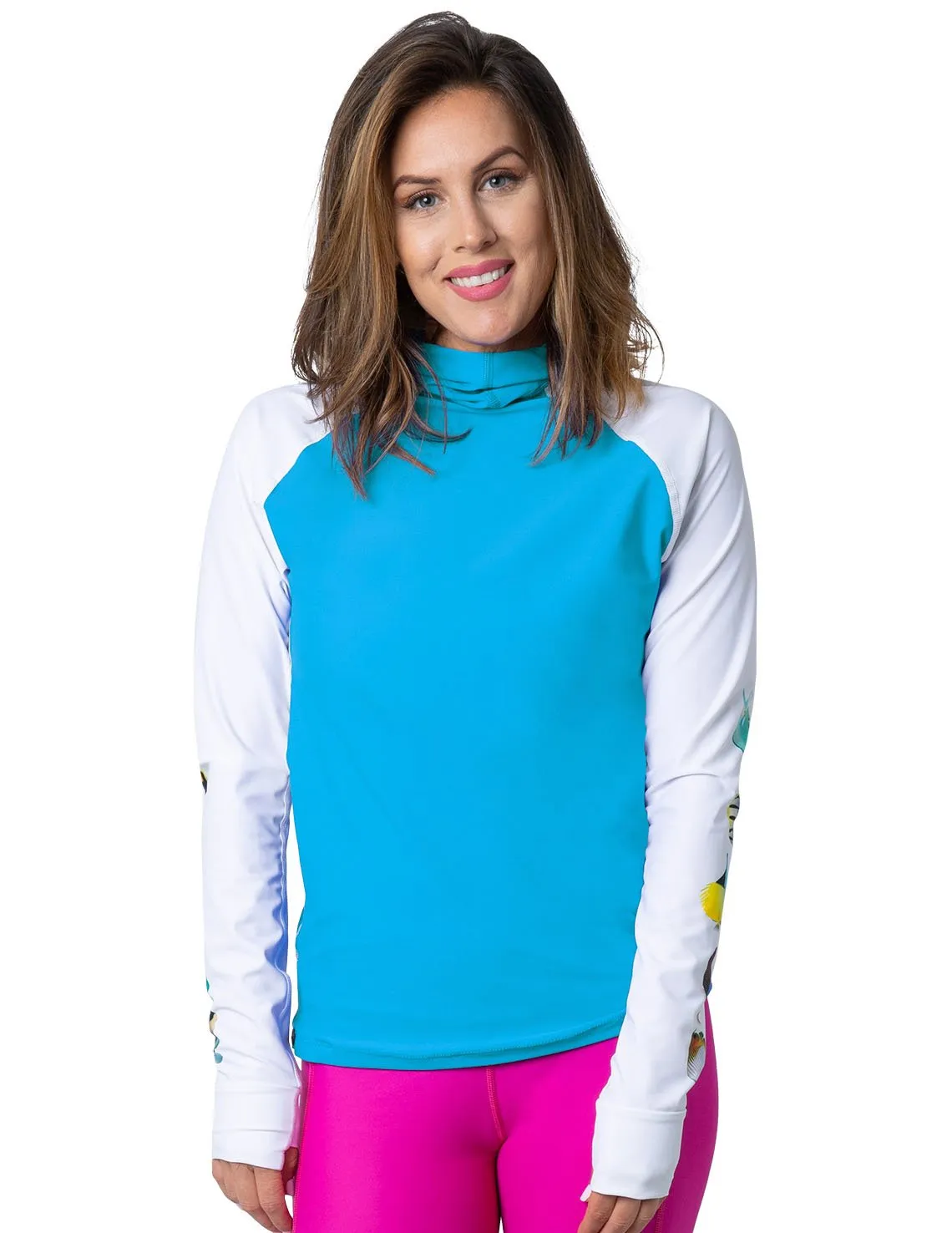 Women's Snorkel Hoodie Rash Guard - Hawaii Fish ID - Hawaii