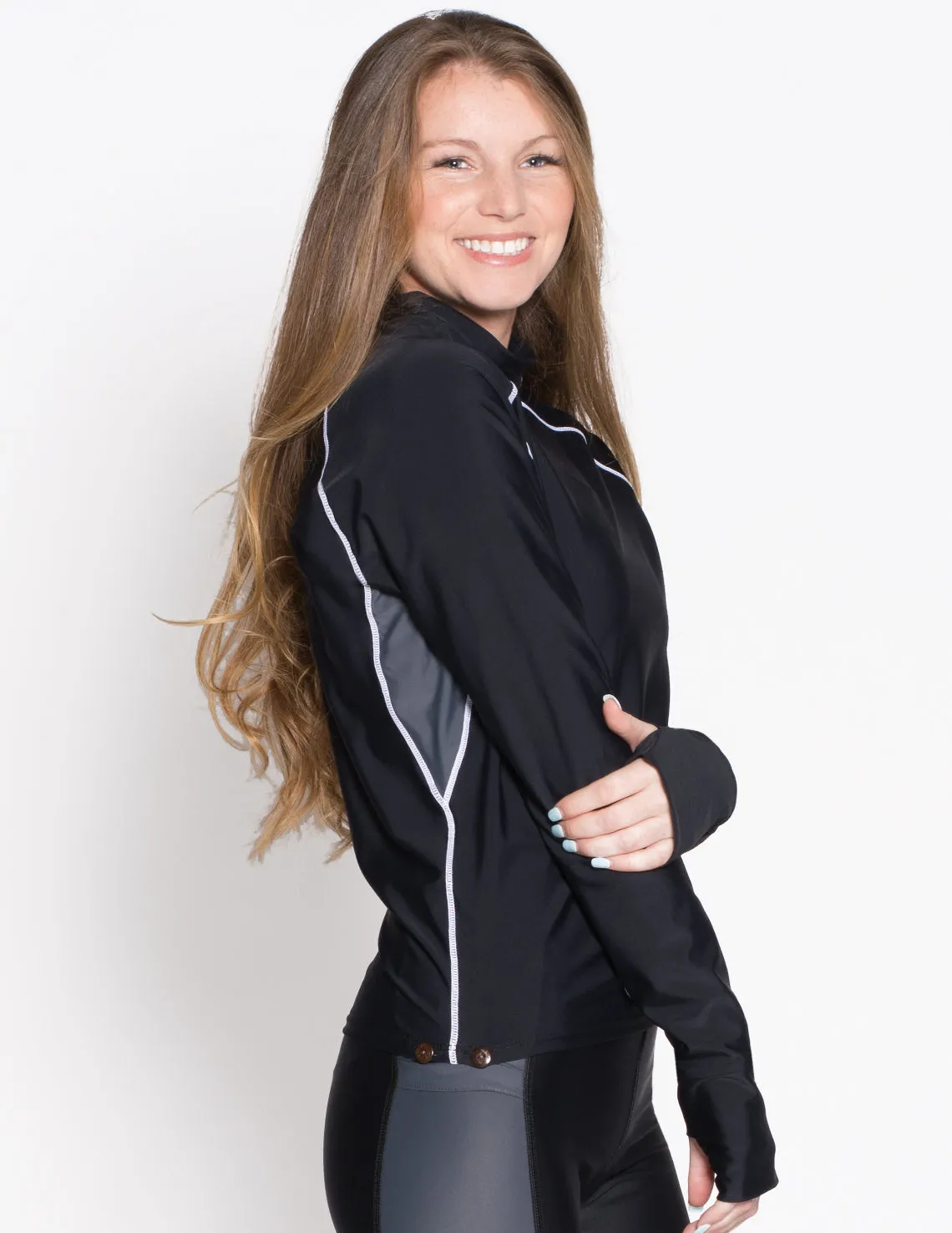 Women's Snorkel Long Sleeve Rash Guard - Black/Gray