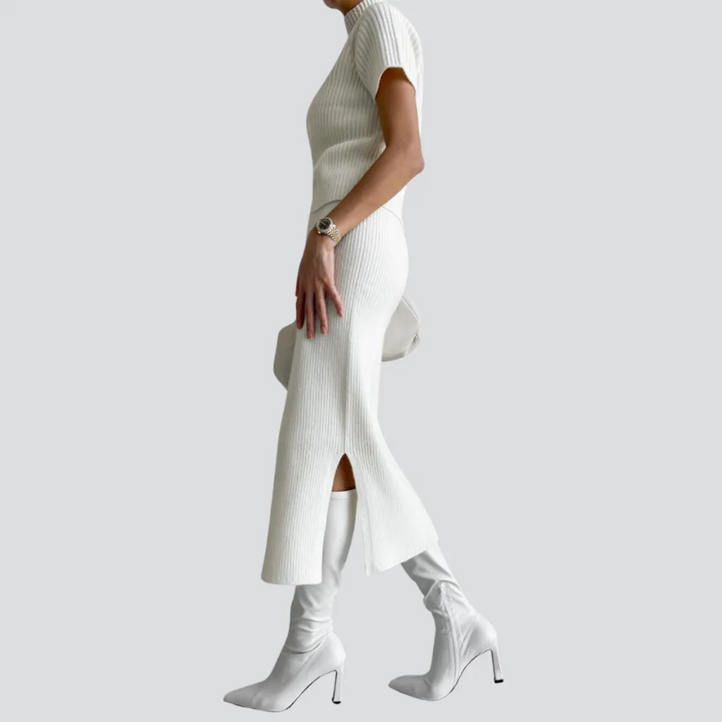 Women's Solid Color Turtleneck Knit Suit
