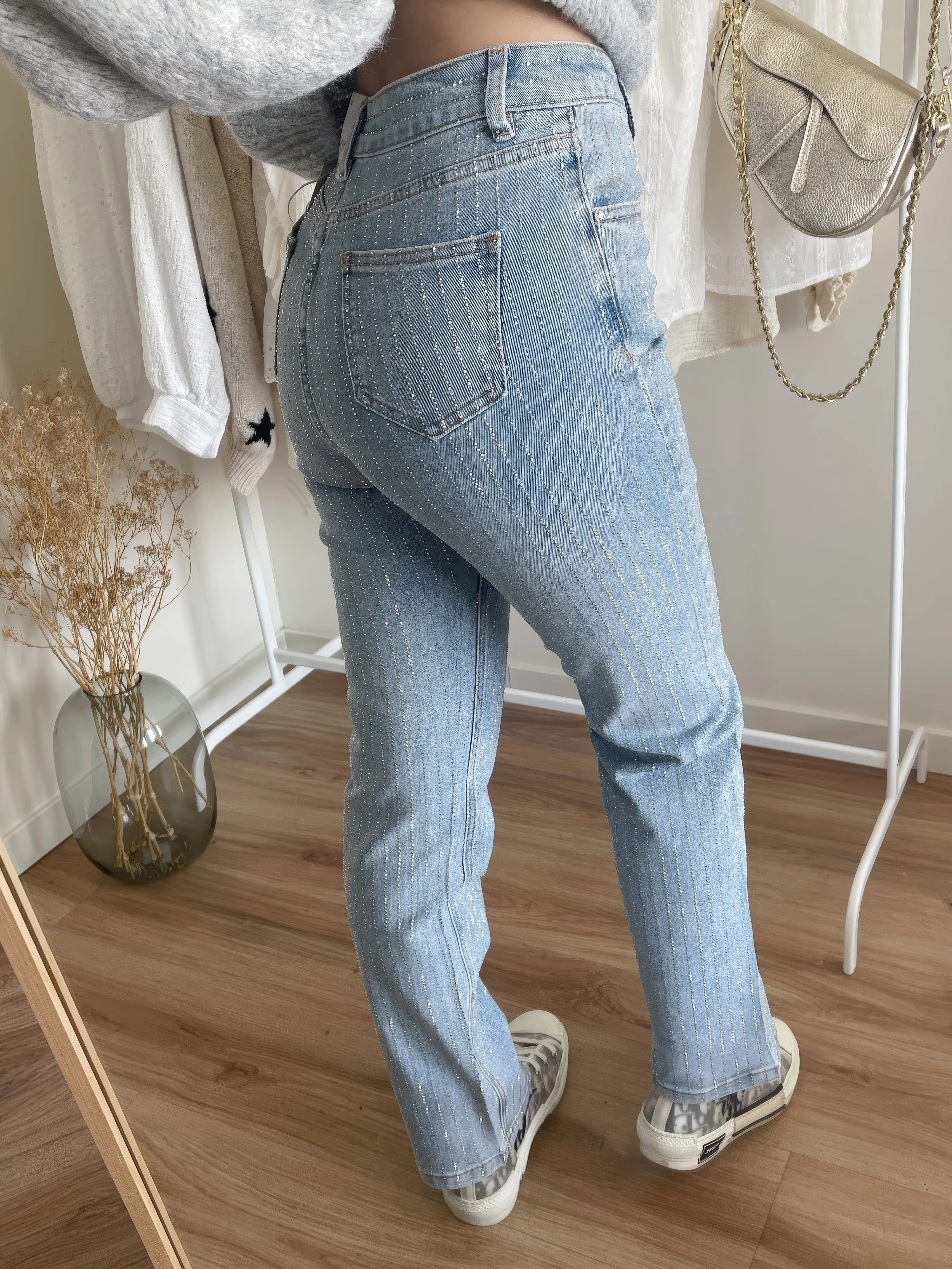 Women's Sparkling Sequin Denim Trousers