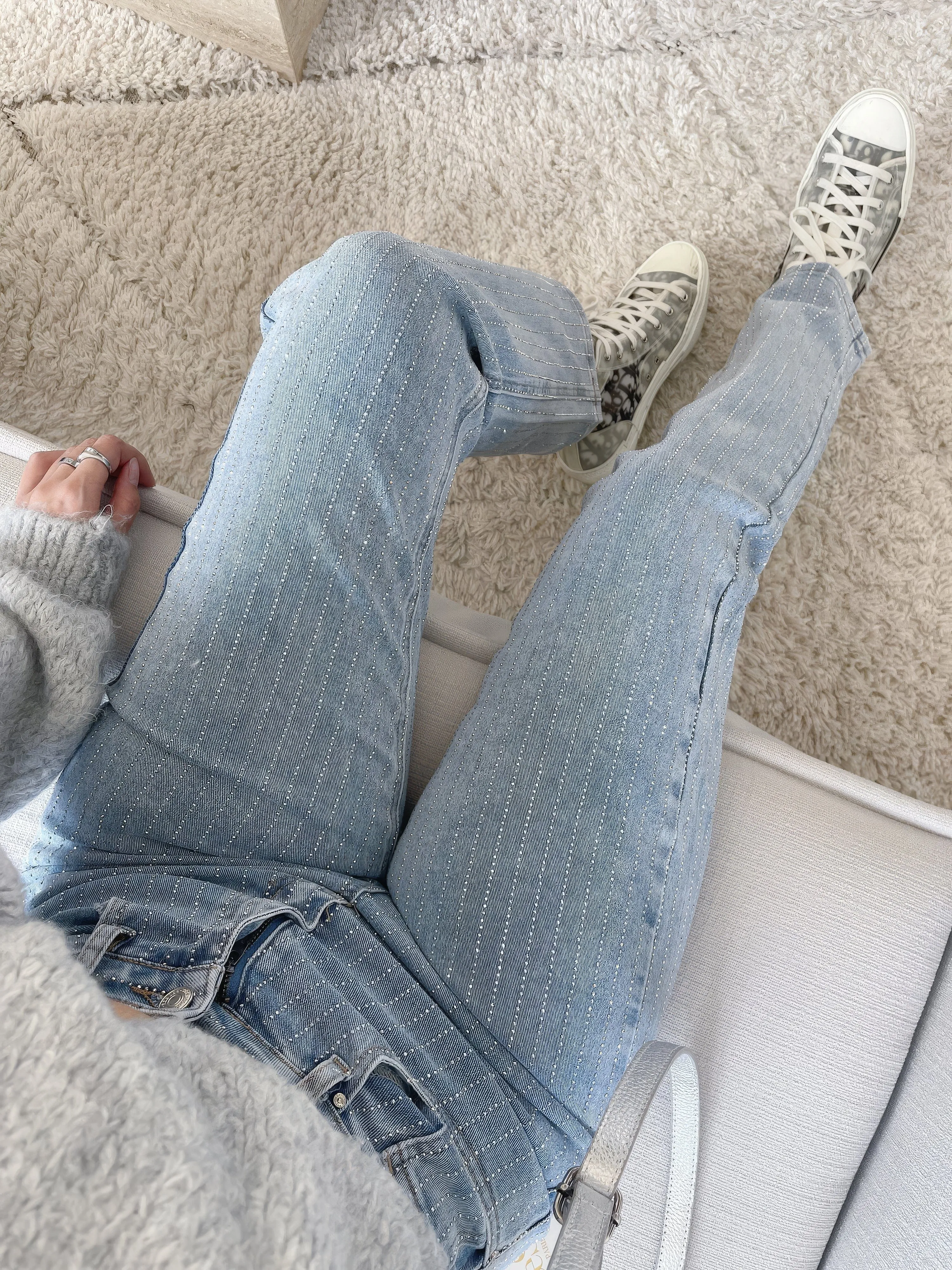 Women's Sparkling Sequin Denim Trousers