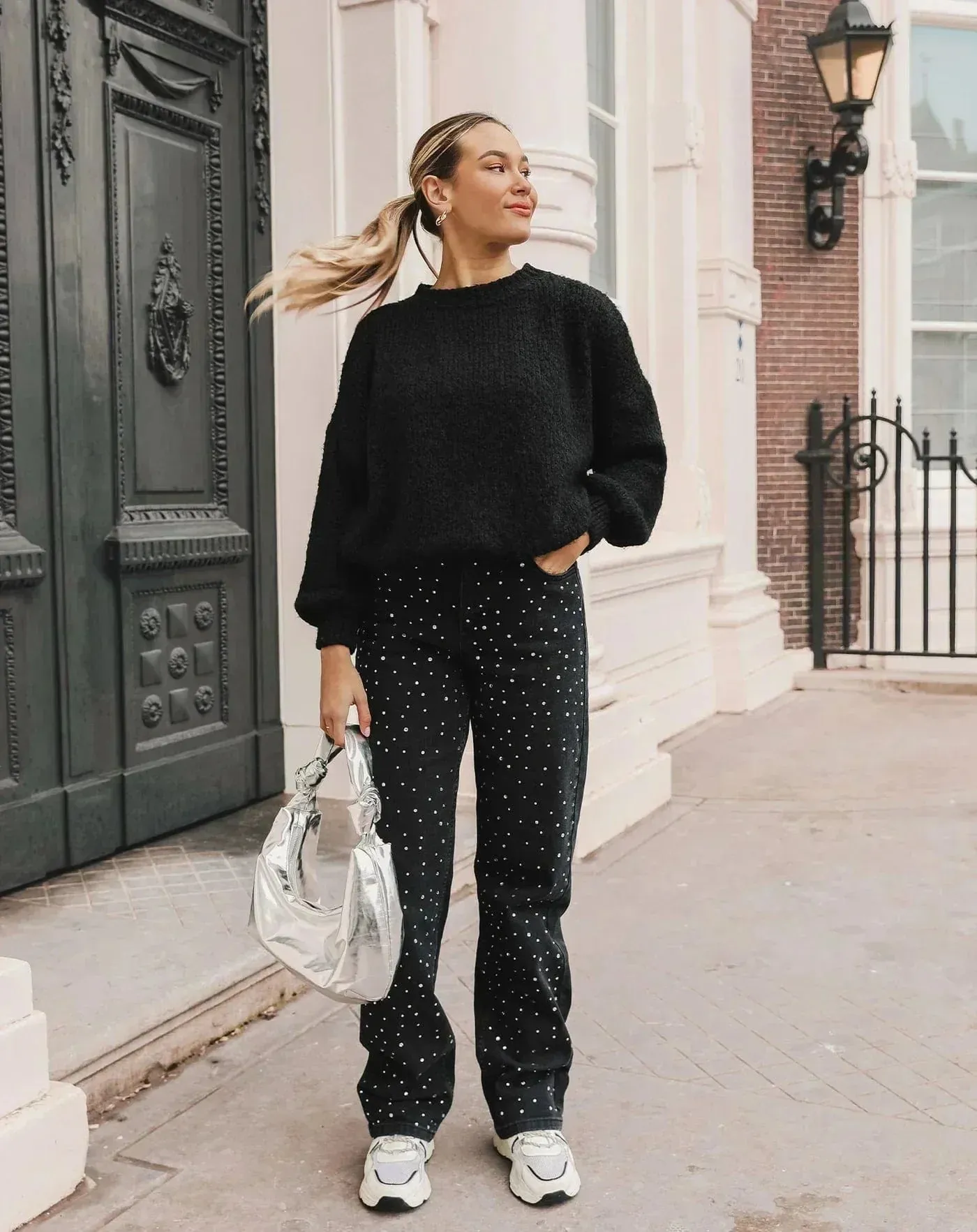 Women's Sparkling Sequin Denim Trousers