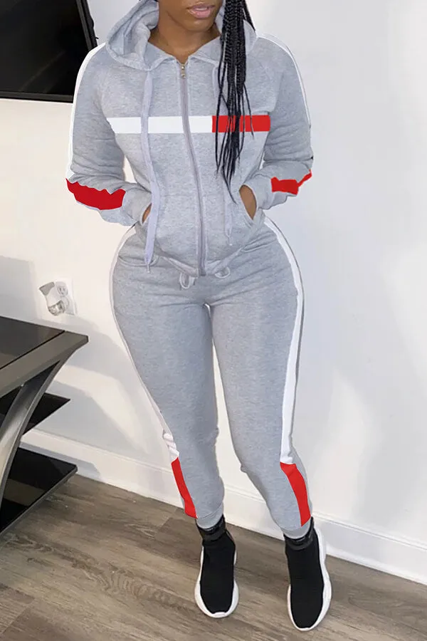 Women's Stylish Hooded Striped Jogging suit