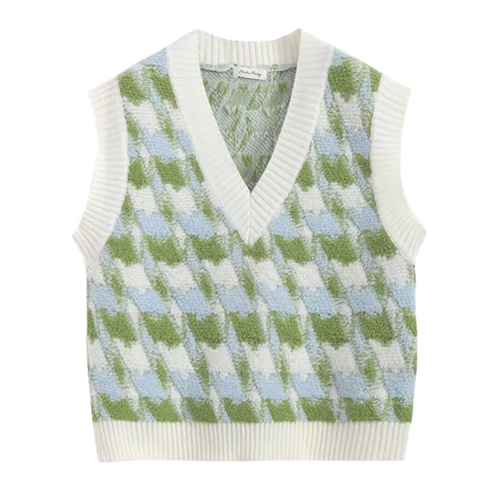 Women's Sweet Contrast Knit Vest