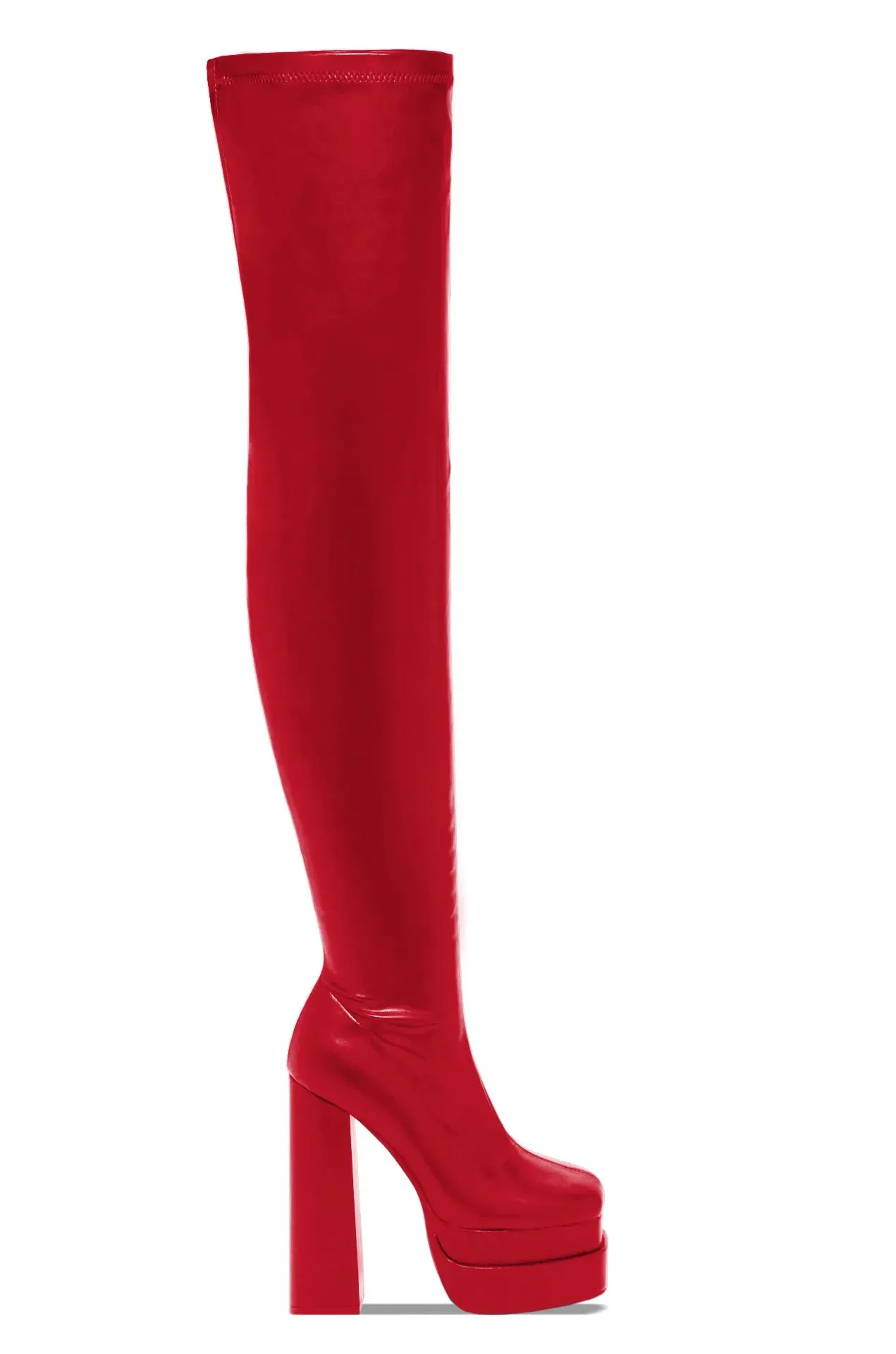 Women's Thigh High Boots Double Platform Block High Heels Over The Knee Boots Zipper Sexy and Chic High Boots