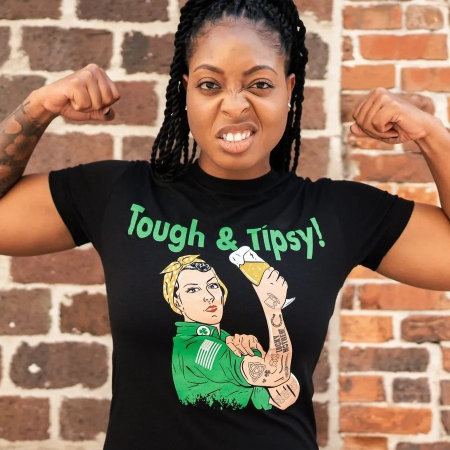 Women's Tough & Tipsy Boyfriend Fit T-Shirt - Black