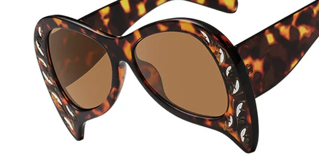 Women's Unique Cat Eye Fashion Summer Sunglasses-Black Blue,White Gray,Pink Pink,Black Gray,Black Silver,Leopard Tea