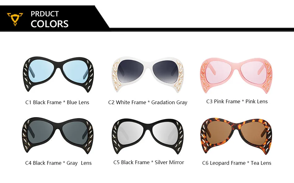Women's Unique Cat Eye Fashion Summer Sunglasses-Black Blue,White Gray,Pink Pink,Black Gray,Black Silver,Leopard Tea