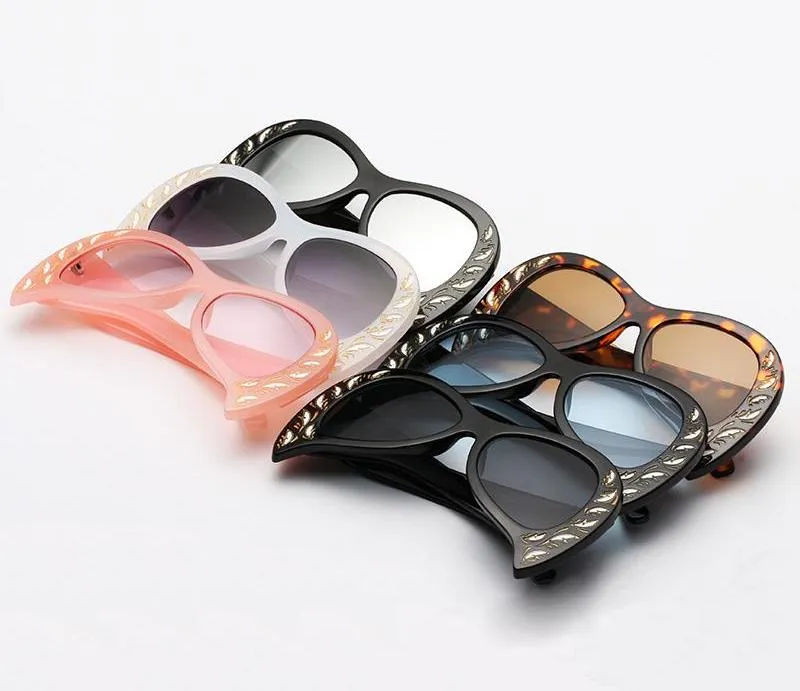 Women's Unique Cat Eye Fashion Summer Sunglasses-Black Blue,White Gray,Pink Pink,Black Gray,Black Silver,Leopard Tea