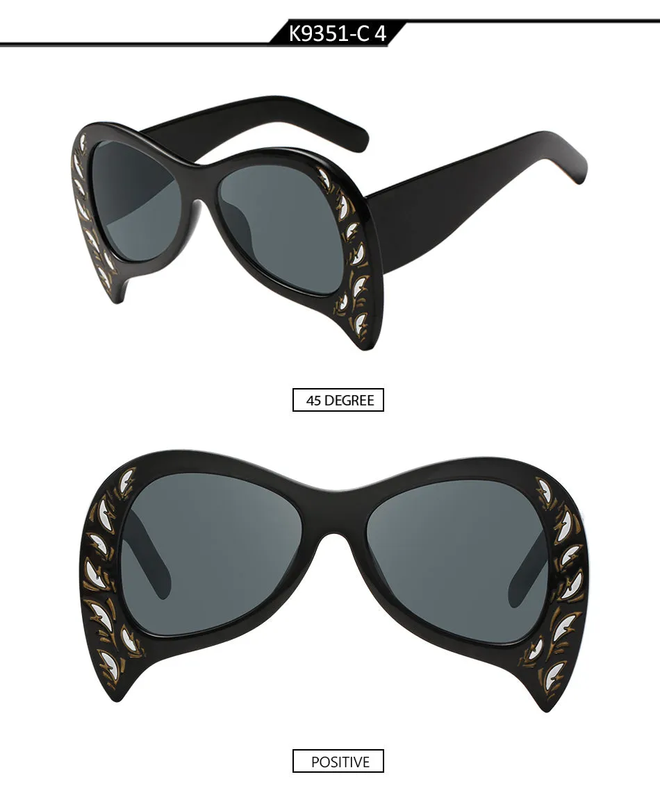 Women's Unique Cat Eye Fashion Summer Sunglasses-Black Blue,White Gray,Pink Pink,Black Gray,Black Silver,Leopard Tea