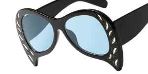Women's Unique Cat Eye Fashion Summer Sunglasses-Black Blue,White Gray,Pink Pink,Black Gray,Black Silver,Leopard Tea