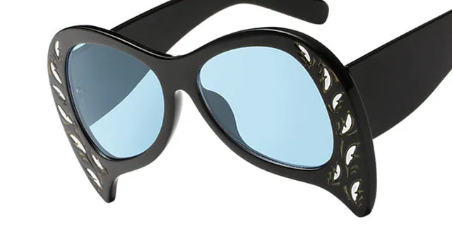 Women's Unique Cat Eye Fashion Summer Sunglasses-Black Blue,White Gray,Pink Pink,Black Gray,Black Silver,Leopard Tea
