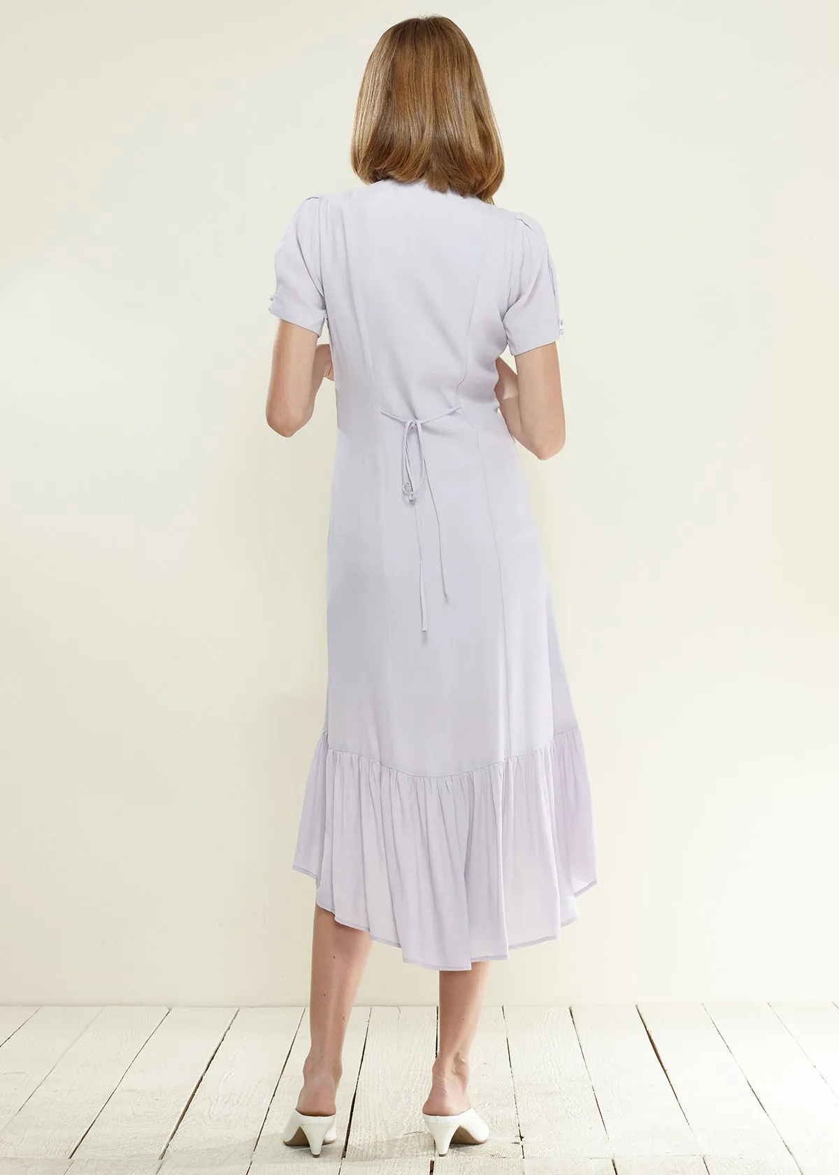Women's V-Neck Mermaid Button Down Maxi Dress In Lavender