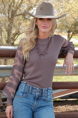 Women's Waffle Knit Top - Charcoal