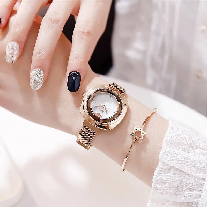 Women's Watch Bee Diamond Square Large Dial Milan Strap Elegant Watch