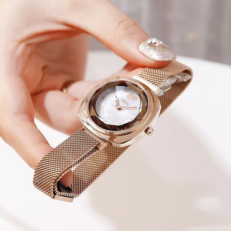 Women's Watch Bee Diamond Square Large Dial Milan Strap Elegant Watch