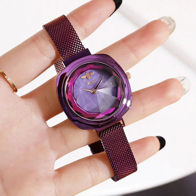 Women's Watch Bee Diamond Square Large Dial Milan Strap Elegant Watch