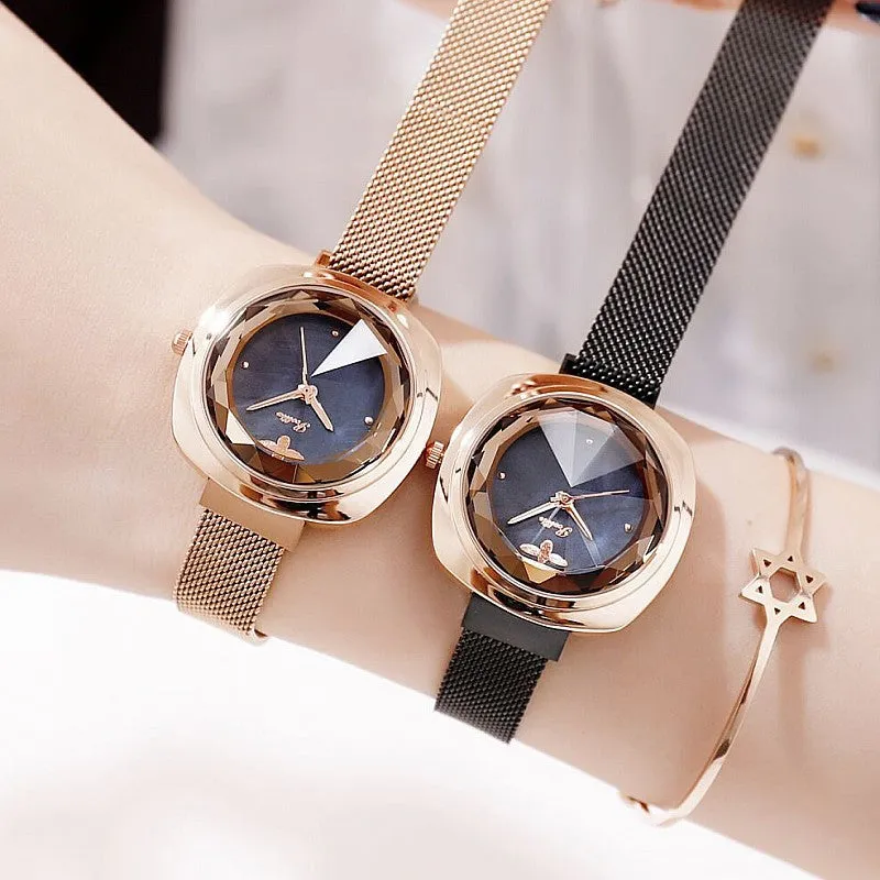 Women's Watch Bee Diamond Square Large Dial Milan Strap Elegant Watch