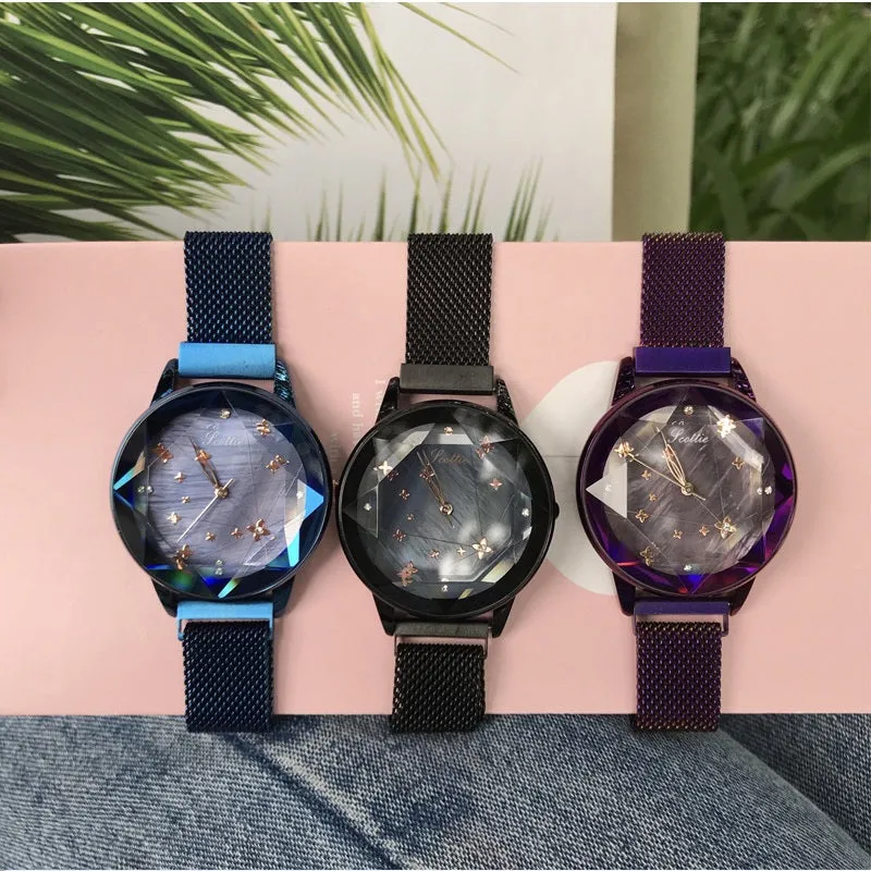Women's Watch diamond Four-leaf Clover large Dial Milan strap Personality watch
