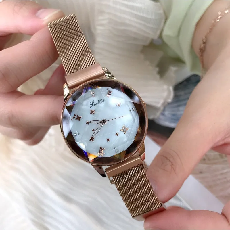Women's Watch diamond Four-leaf Clover large Dial Milan strap Personality watch