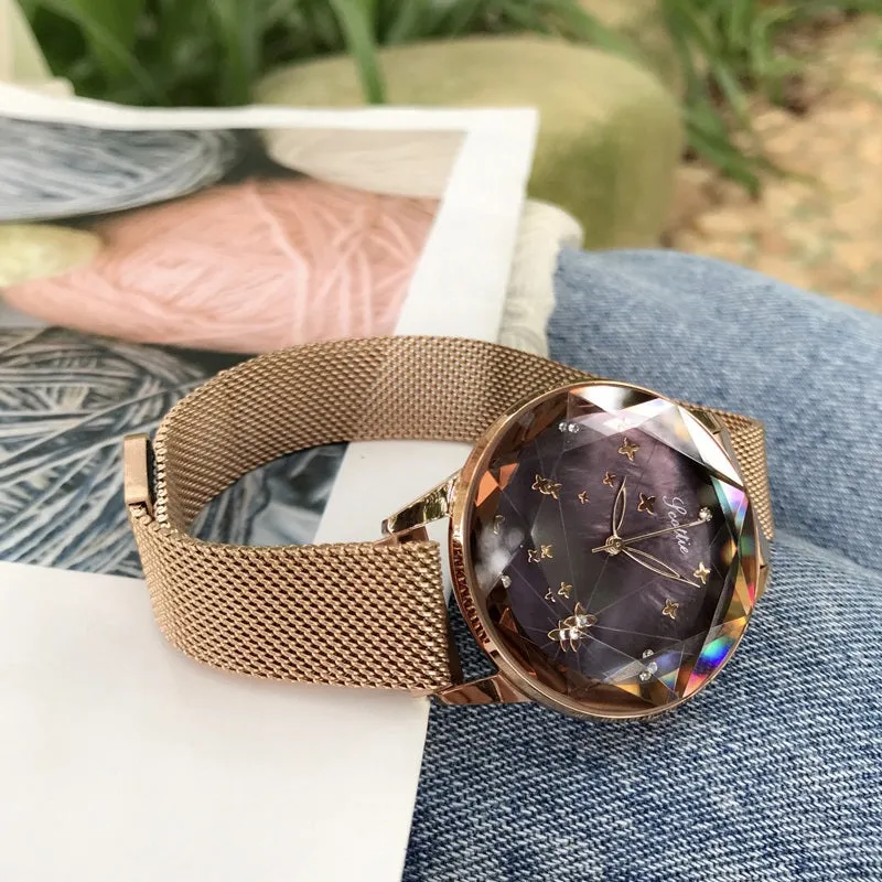 Women's Watch diamond Four-leaf Clover large Dial Milan strap Personality watch