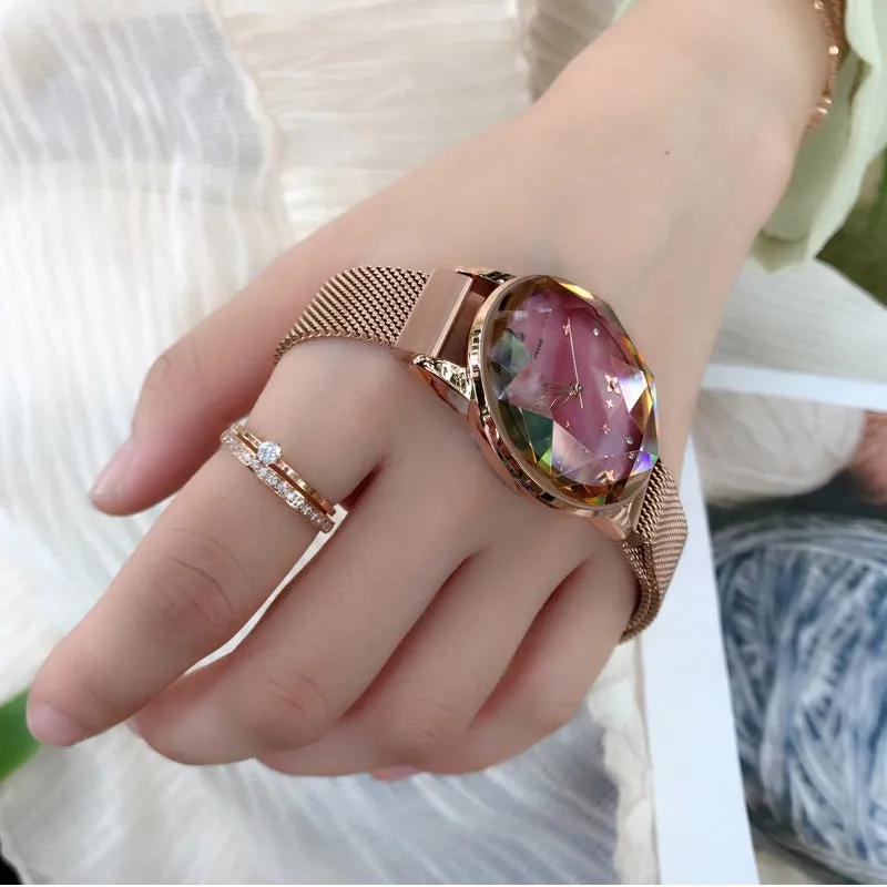 Women's Watch diamond Four-leaf Clover large Dial Milan strap Personality watch
