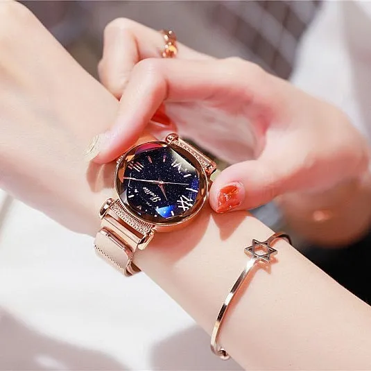 Women's Watch Personality Rhombus-shape round dial Milan strap elegant watch