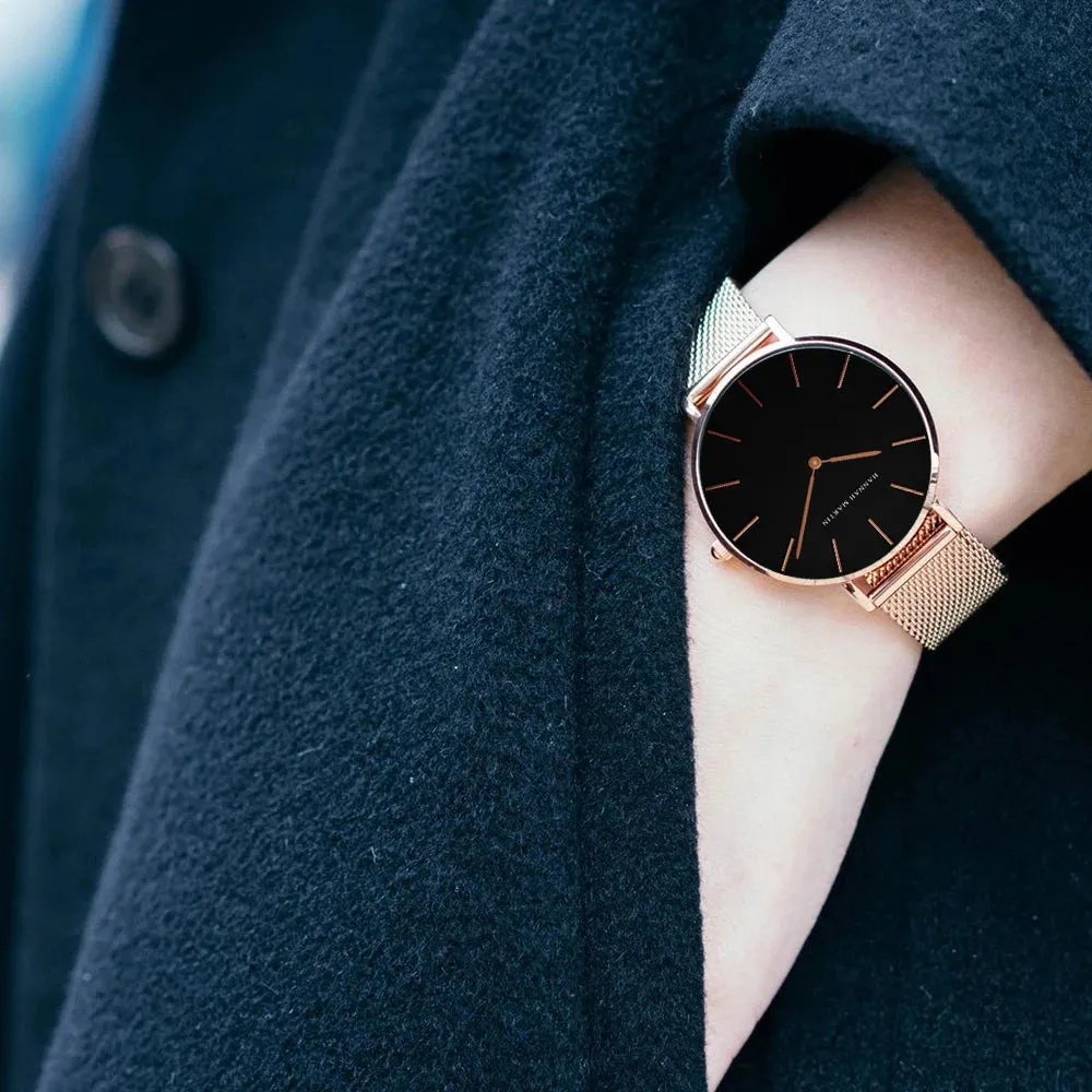 Women's Watch Quality Brand Japan Quartz Movement Rose Gold Waterproof Fashionable Nordic Minimalist Ladies Watch