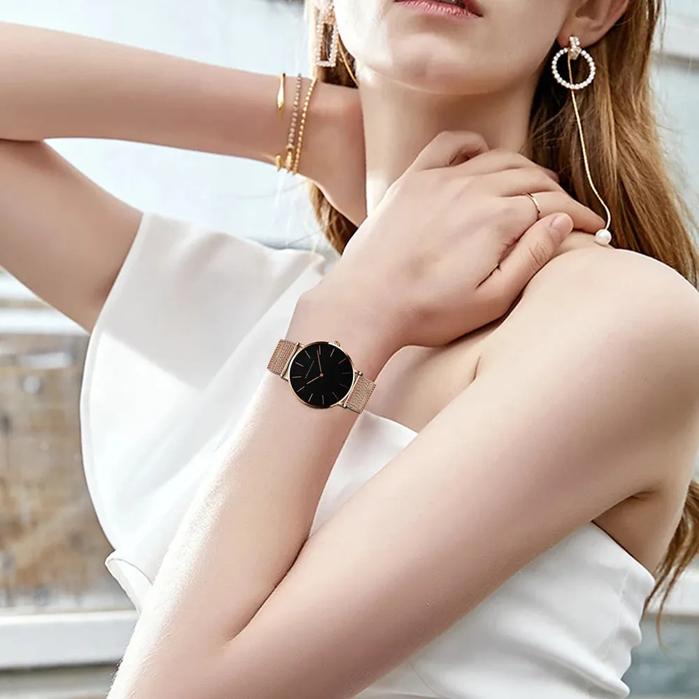 Women's Watch Quality Brand Japan Quartz Movement Rose Gold Waterproof Fashionable Nordic Minimalist Ladies Watch