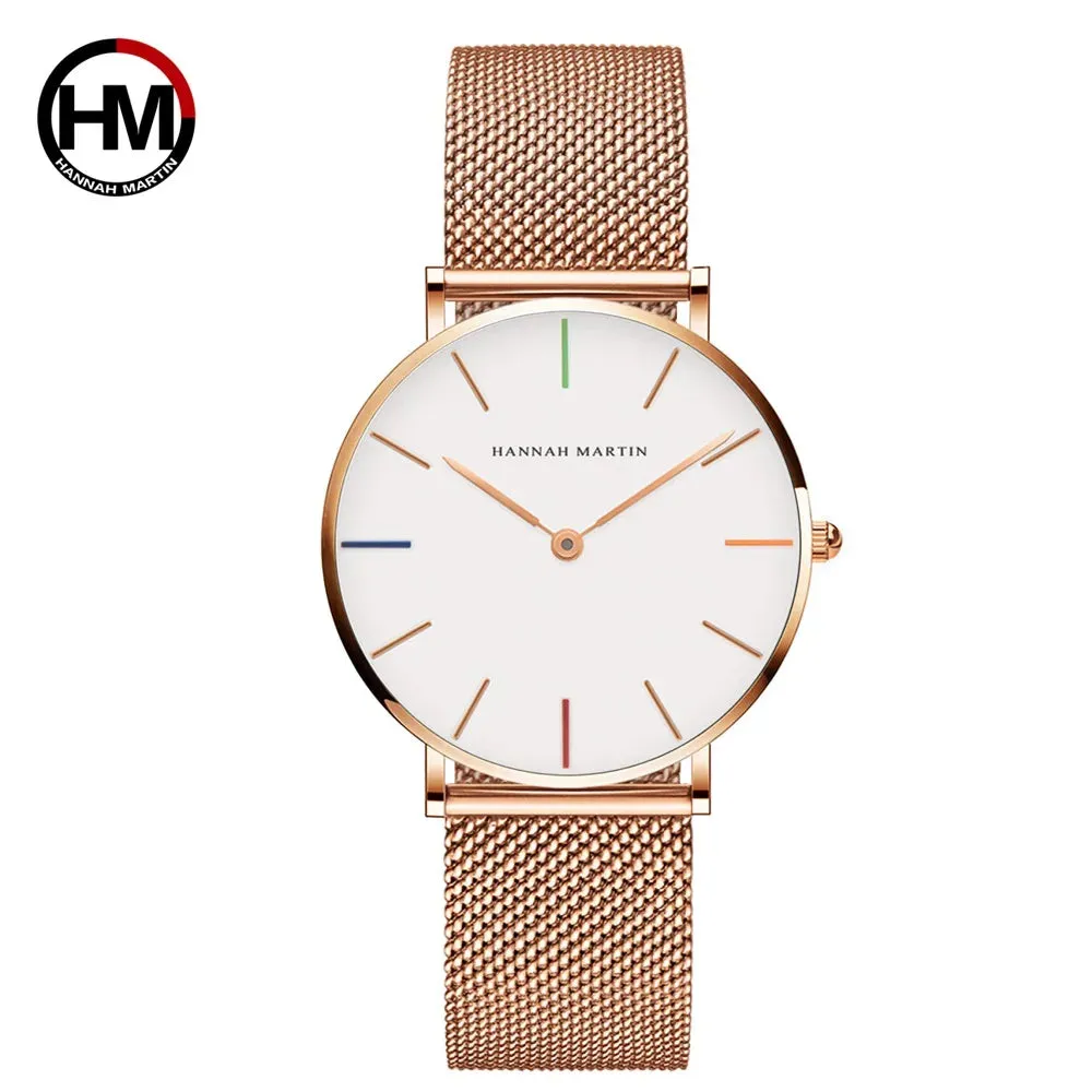 Women's Watch Quality Brand Japan Quartz Movement Rose Gold Waterproof Fashionable Nordic Minimalist Ladies Watch