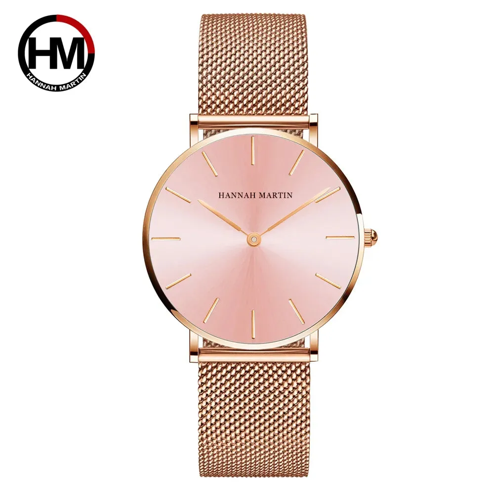 Women's Watch Quality Brand Japan Quartz Movement Rose Gold Waterproof Fashionable Nordic Minimalist Ladies Watch