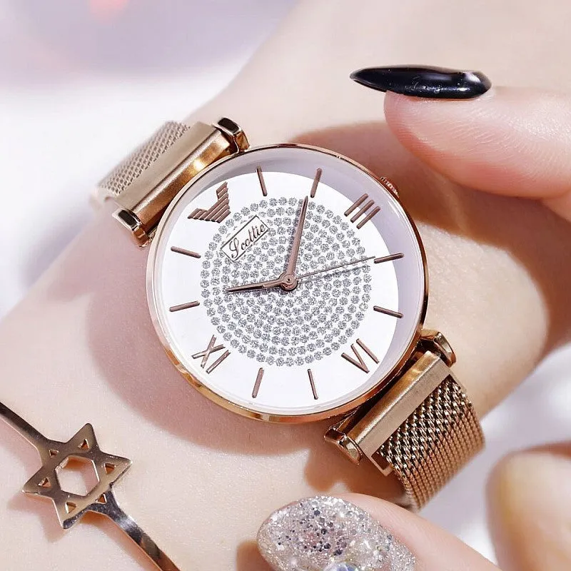 Women's Watch quartz large dial Personality Gypsophila Stainless Steel Strap simple watch