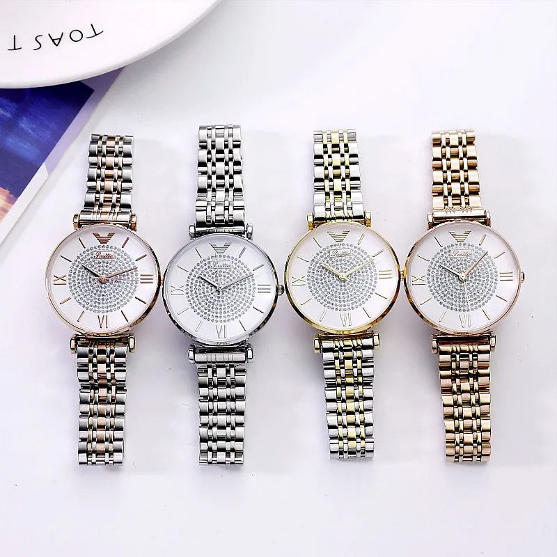Women's Watch quartz large dial Personality Gypsophila Stainless Steel Strap simple watch