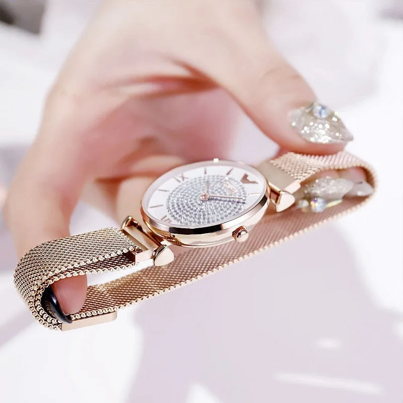 Women's Watch quartz large dial Personality Gypsophila Stainless Steel Strap simple watch