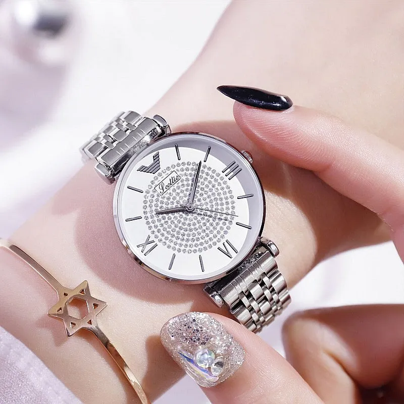 Women's Watch quartz large dial Personality Gypsophila Stainless Steel Strap simple watch