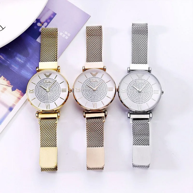 Women's Watch quartz large dial Personality Gypsophila Stainless Steel Strap simple watch