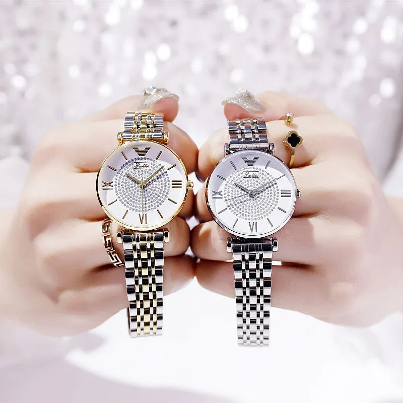 Women's Watch quartz large dial Personality Gypsophila Stainless Steel Strap simple watch