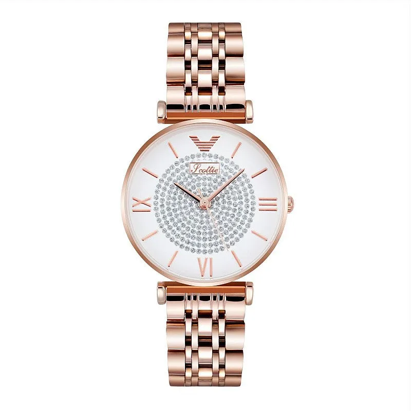 Women's Watch quartz large dial Personality Gypsophila Stainless Steel Strap simple watch
