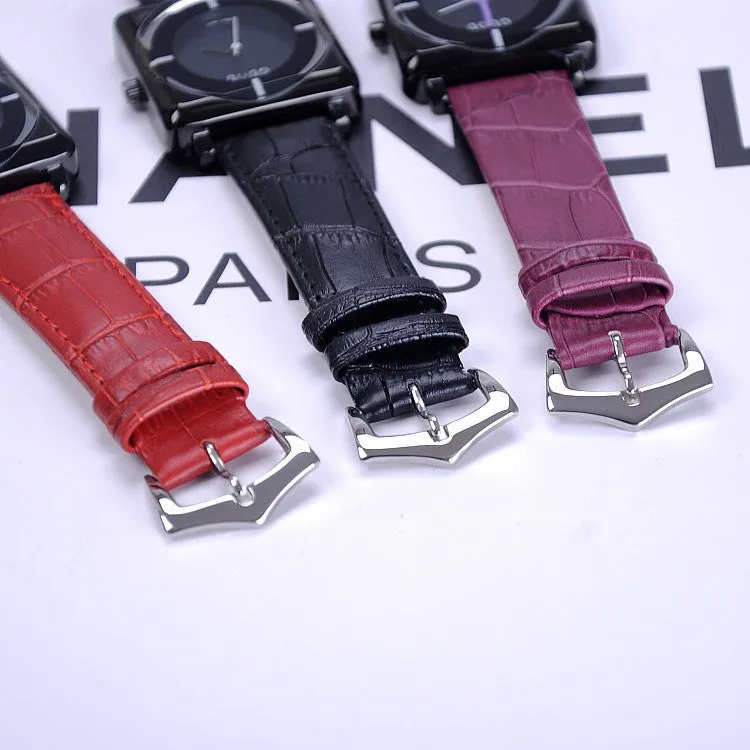 Women's Watch square black dial leather strap stylish watch