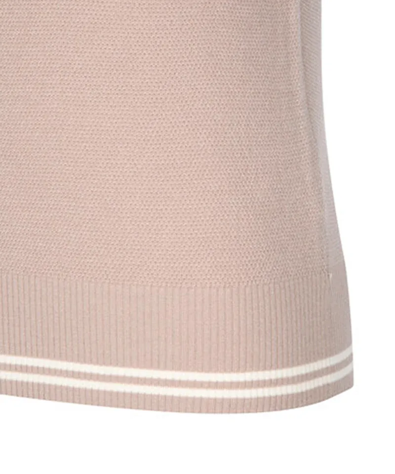 Women's Wide Collar Half Zip-Up Pullover - Light Beige