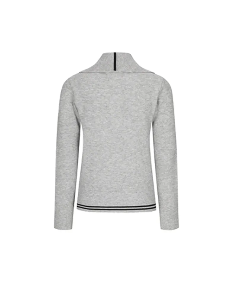 Women's Wide Collar Half Zip-Up Pullover - Mellange Gray