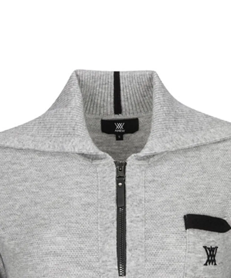 Women's Wide Collar Half Zip-Up Pullover - Mellange Gray