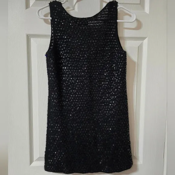 Womyn Lambs Wool &amp; Angora Rabbit Hair Black Knit Sweater Tunic w/ Sequins, EUC!