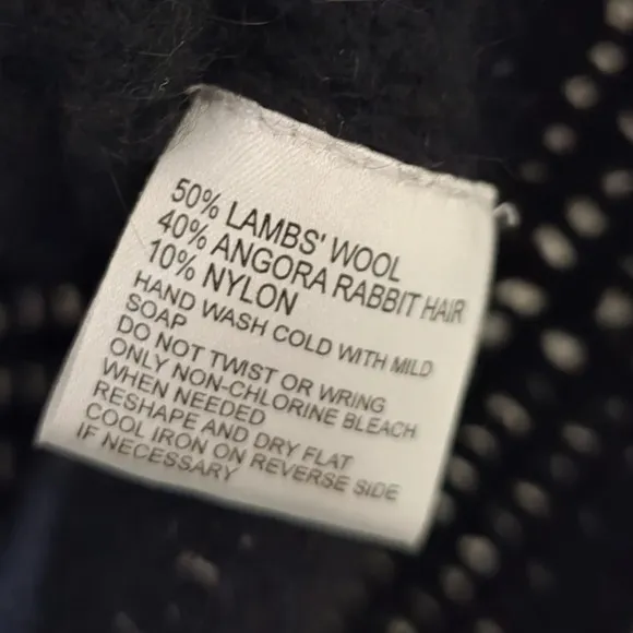 Womyn Lambs Wool &amp; Angora Rabbit Hair Black Knit Sweater Tunic w/ Sequins, EUC!
