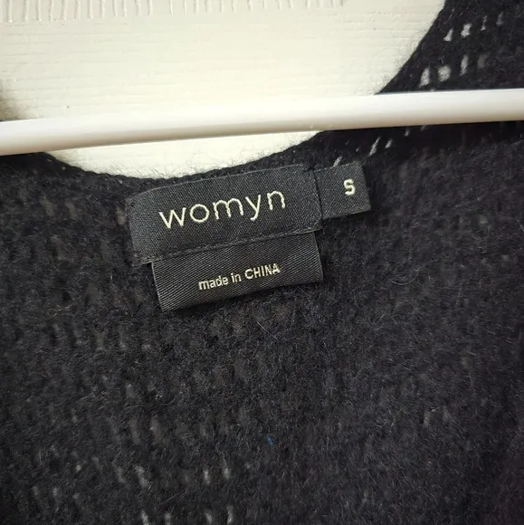 Womyn Lambs Wool &amp; Angora Rabbit Hair Black Knit Sweater Tunic w/ Sequins, EUC!