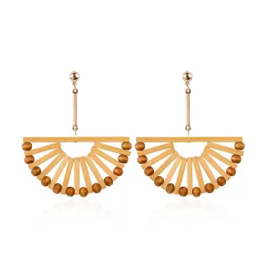 Wood & 18K Gold-Plated Fan Drop Earrings