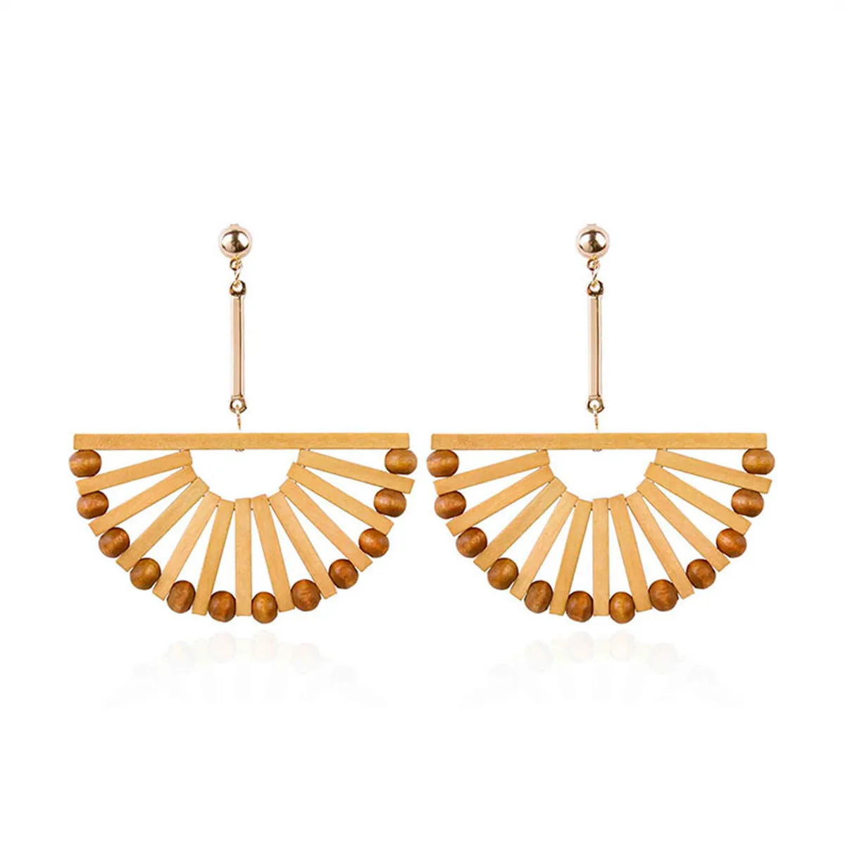 Wood & 18K Gold-Plated Fan Drop Earrings