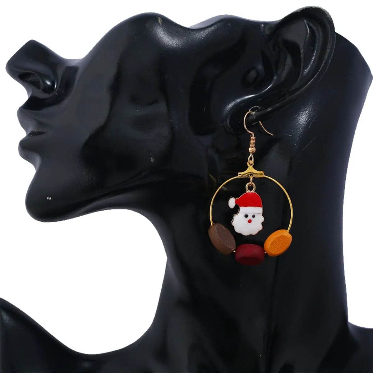Wood & Santa Claus & Christmas Tree Drop Earrings