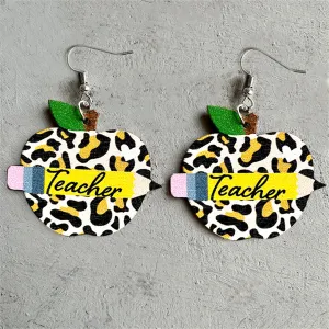 Wood & Silver-Plated Leopard 'Teacher' Drop Earrings