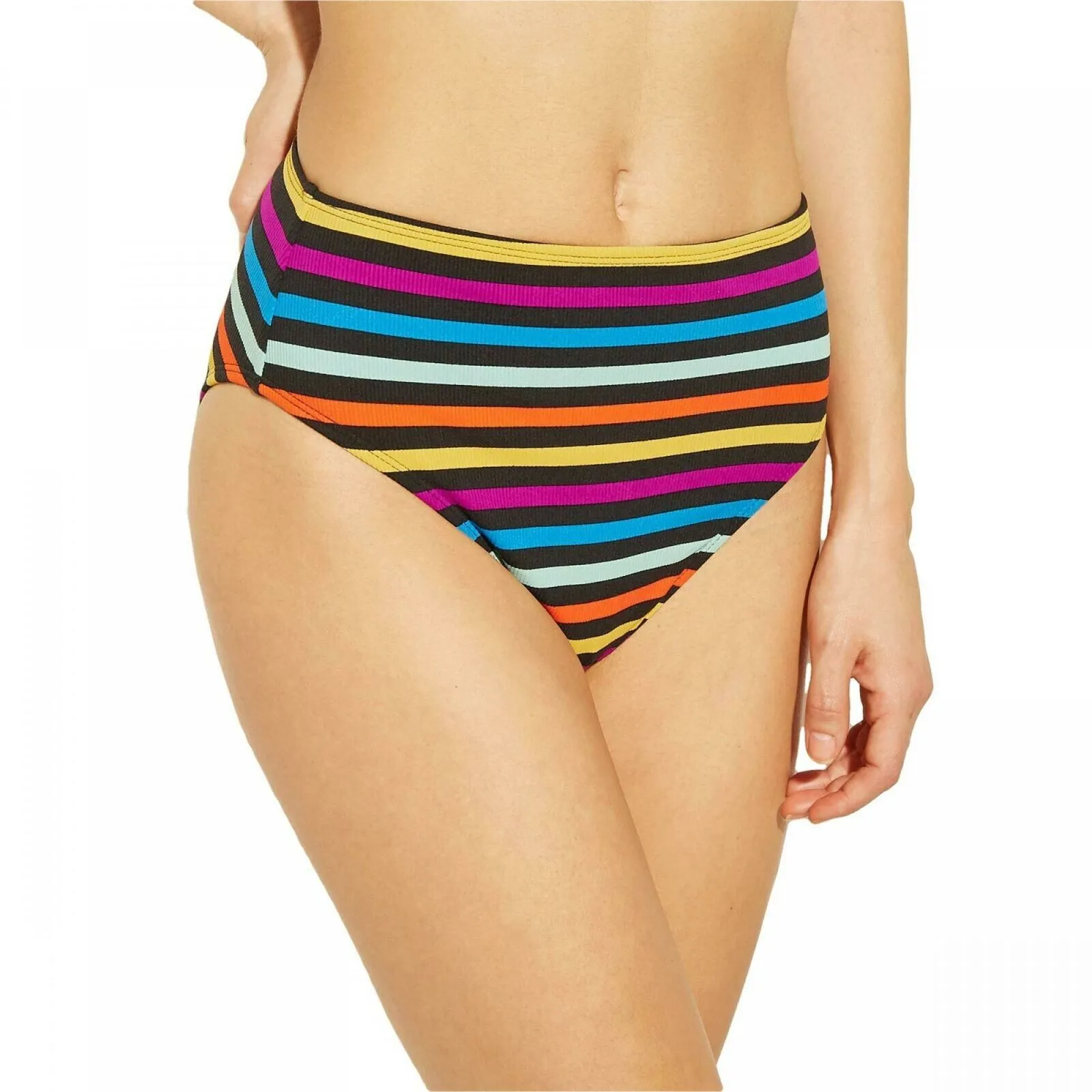 Xhilaration Women's Ribbed Texture Cheeky High Waist Bikini Bottom